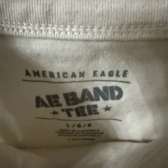 American Eagle Outfitters Graphic Tank Top - Cream and Blue 100% Band Tee - Picture 2 of 4